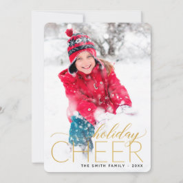 Helgdag Cheer Guld-fotokort Julkort