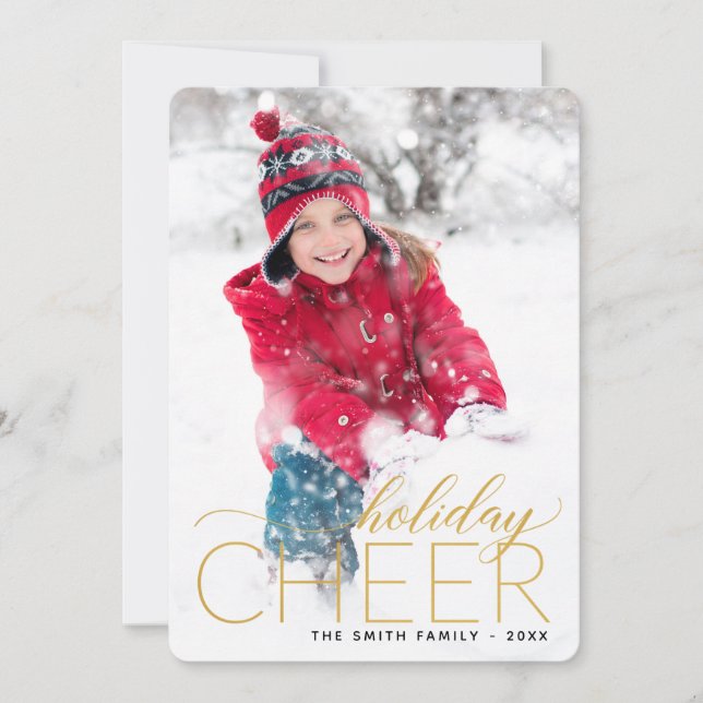 Helgdag Cheer Guld-fotokort Julkort (Framsida)