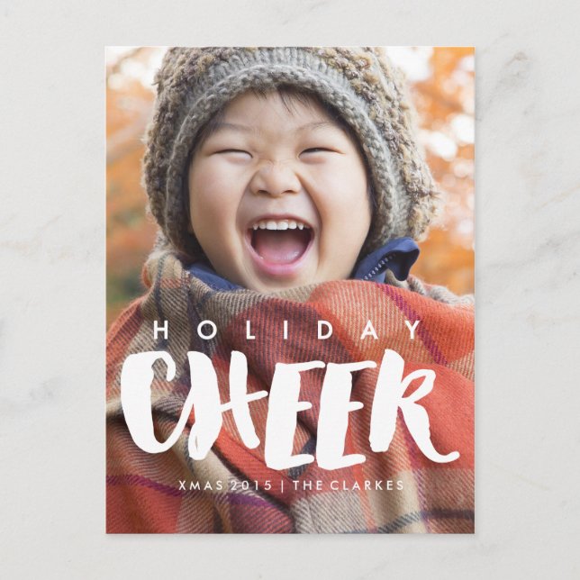 HELGDAG CHEER | Handskrivet skript för jul Helg Vykort (Framsida)