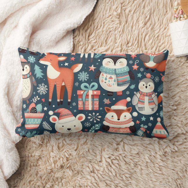 Helgdag Cheer Jul Animal Pillow Lumbarkudde (Filt)
