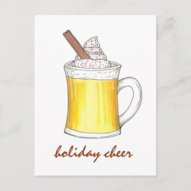 Helgdag Cheer jul Eggnog Drink Illustration Helg Vykort (Framsida)