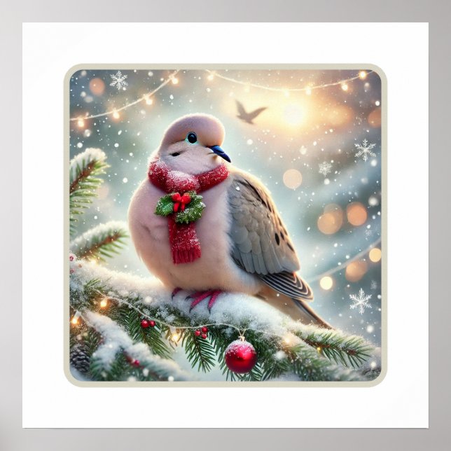 Helgdag Cheer: Mourning Dove in Festive Spirit Poster (Framsidan)