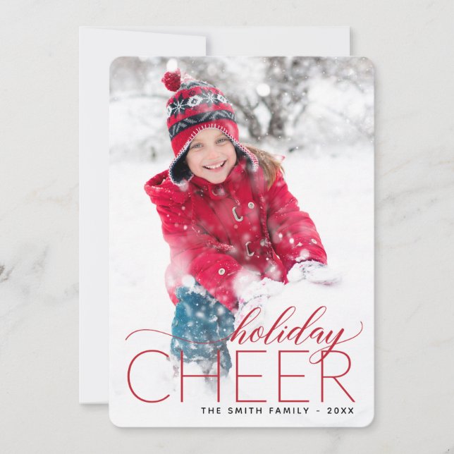 Helgdag Cheer Red Photo Card Julkort (Framsida)