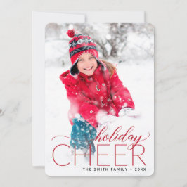 Helgdag Cheer Red Photo Card Julkort