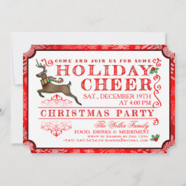 Helgdag Cheer Reindeer Jul Party-inbjudan Inbjudningar