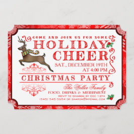 Helgdag Cheer Reindeer Jul Party-inbjudan Inbjudningar
