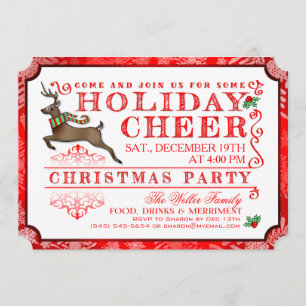 Helgdag Cheer Reindeer Jul Party-inbjudan Inbjudningar