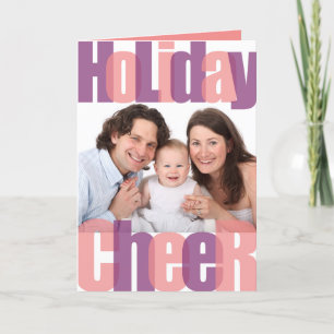 Helgdag Cheer rosa lila överlägg julfoto Helgkort