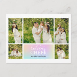 Helgdag Cheer Rosa Pastel Iridescent Photo Vykort