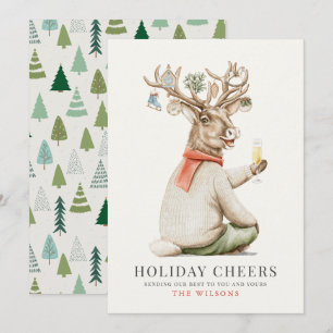 Helgdag Cheers Funny Reindeer Ornaments jul Julkort