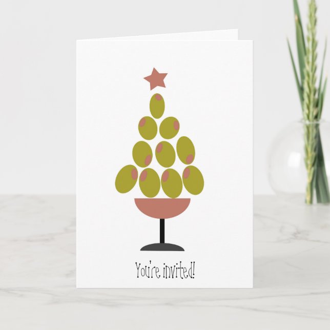 Helgdag "CHEERS"! Olive Träd-design Helgkort (Framsida)