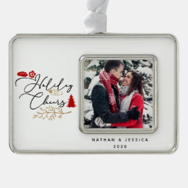 Helgdag Cheers Red Holly Photo Framed Ornament