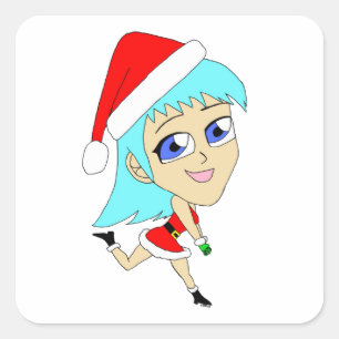 helgdag chibi fyrkantigt klistermärke