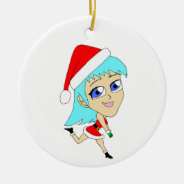 helgdag chibi julgransprydnad keramik