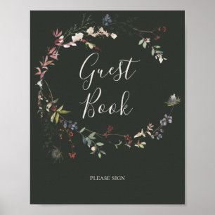 Helgdag Chic Botanias Mörk grönt gästskylt Bok Poster