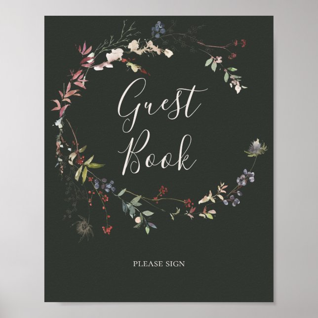 Helgdag Chic Botanias Mörk grönt gästskylt Bok Poster (Framsidan)