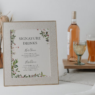 Helgdag Chic Botaniskt champagne Namnteckning dryc Poster