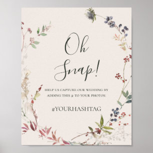 Helgdag Chic botaniskt Champagne Oh Snap Hashtag Poster