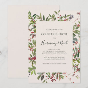 Helgdag Chic botaniskt   Champagne Par Shower Inbjudningar