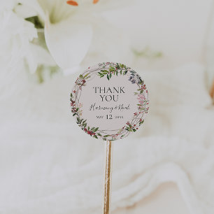 Helgdag Chic botaniskt Champagne Tack Favor Runt Klistermärke