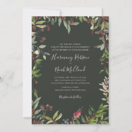 Helgdag Chic botaniskt | Mörk grönt Bröllop Invita Inbjudningar