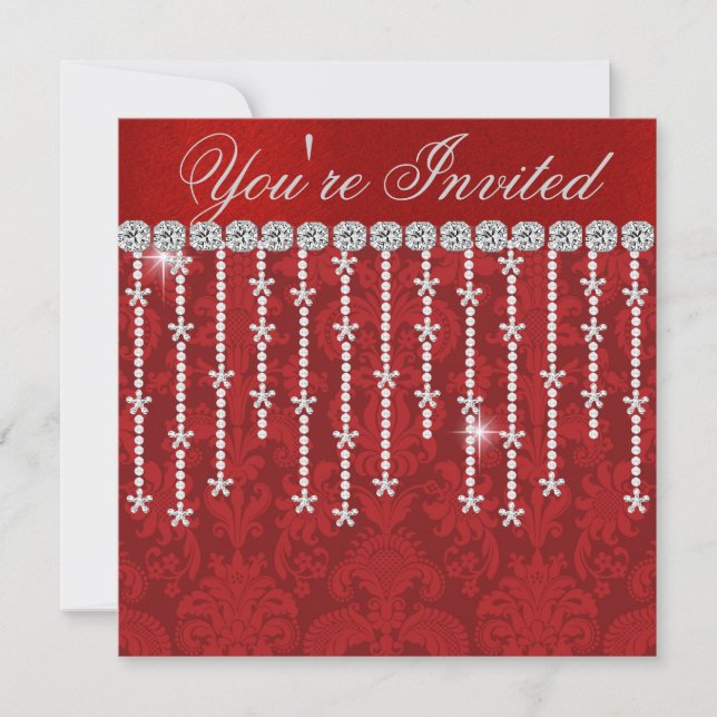 HELGDAG CHIC SNOWFLAKE BLING Party-inbjudan Inbjudningar (Framsida)