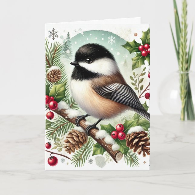 Helgdag Chickadee Helgdag Card Tack Kort (Framsida)
