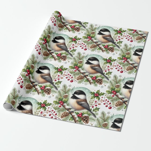 Helgdag Chickadee Presentpapper (Utrullad)