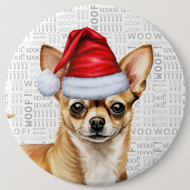 Helgdag Chihuahua Santa Hund on Woof Background Knapp