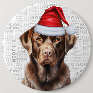 Helgdag Chocolate Lab-Hund på Woof Background Knapp