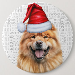 Helgdag Chow Chow Santa Hund on Woof Background Knapp