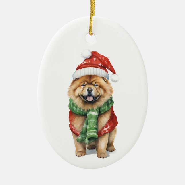 Helgdag Chow Ornament - Festive Hund älskare Julaf (Framsidan)