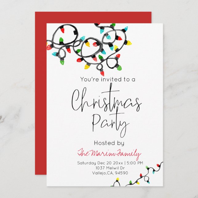 Helgdag christmas light christmas party inbjudan (Fram/baksida)