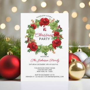 Helgdag CHRISTMAS PARTY WANAN Red Grönt Inbjudningar