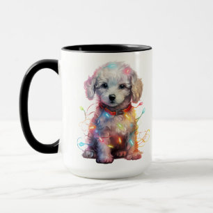 HELGDAG CHRISTMAS WHITE PUDEL PUPPY HUND MUGG