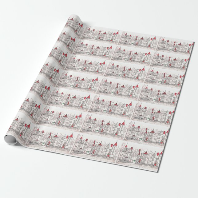 Helgdag City Wrapping Papper Presentpapper (Utrullad)