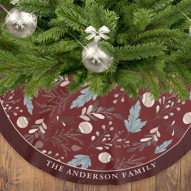 Helgdag Classic Blommigt Winter Greenery jul Julgransmatta Borstad Polyester (Skapare uppladdad)