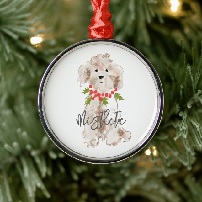 Helgdag Cockapoo Hund Holly Festive-jul Julgransprydnad Metall (Träd)