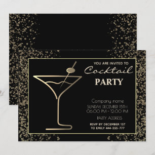 helgdag-cocktail, guld inbjudningar