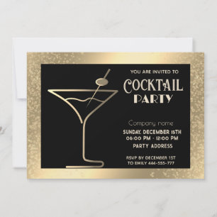 helgdag-cocktail, guld inbjudningar