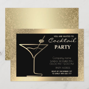 helgdag-cocktail, guld inbjudningar