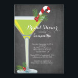 Helgdag Cocktail Inbjudningskort för möhippan<br><div class="desc">Modern inbjudningskort för möhippan med ett rött martinistiskt glas med hal och candy cane på en populär och trendig krita.  Snyggt möhippa inbjudan för en vinter,  julklappar,  helgdag möhippa.</div>