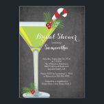 Helgdag Cocktail Inbjudningskort för möhippan<br><div class="desc">Modern inbjudningskort för möhippan med ett rött martinistiskt glas med hal och candy cane på en populär och trendig krita.  Snyggt möhippa inbjudan för en vinter,  julklappar,  helgdag möhippa.</div>