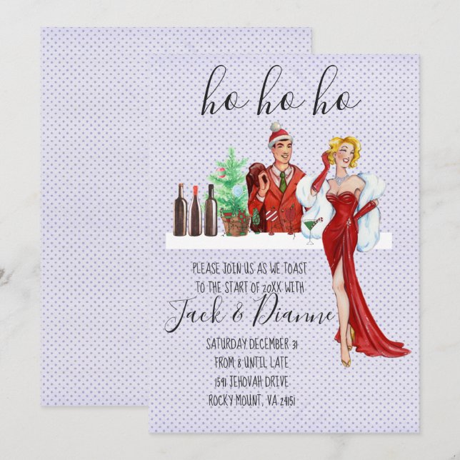 Helgdag Cocktail Party Inbjudningar (Fram/baksida)