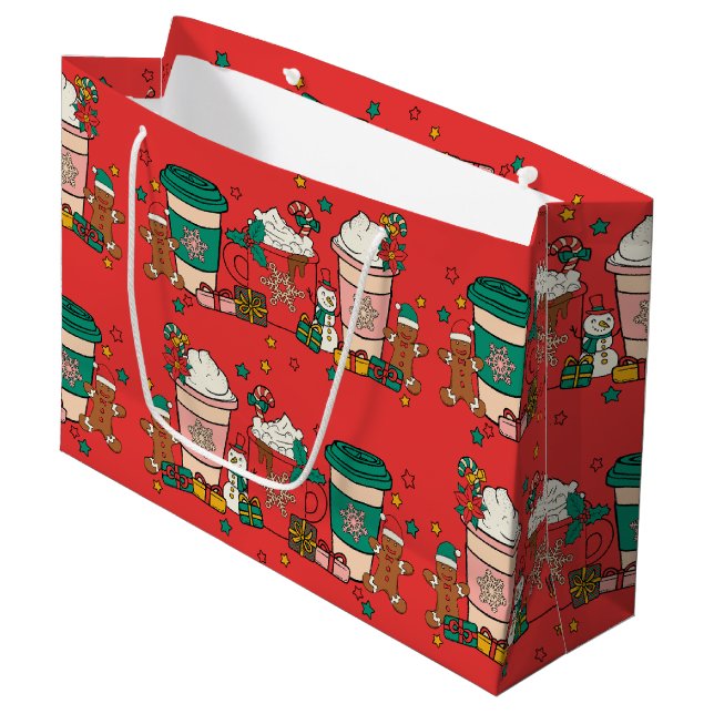 Helgdag Coffee Red Large Gift Bag (Framsidan Vinklad)