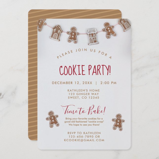 Helgdag Cookie-byte julklapp Inbjudningar (Fram/baksida)