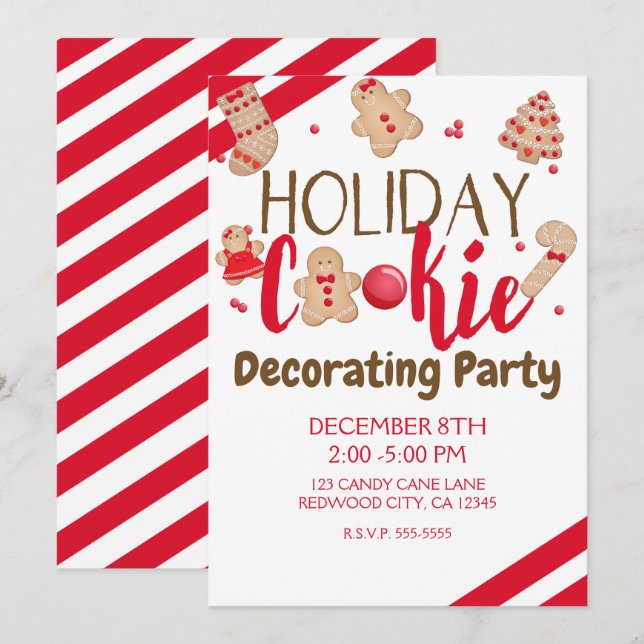 Helgdag Cookie-dekorering av Party eller Exchange Inbjudningar (Fram/baksida)