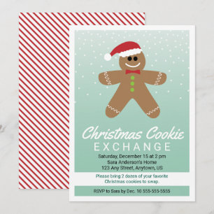 Helgdag-cookie Exchange för pepparkaksgubbe Inbjudningar