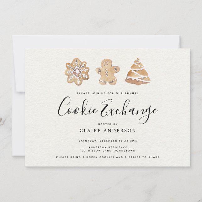 Helgdag Cookie Exchange Inbjudningar (Framsida)