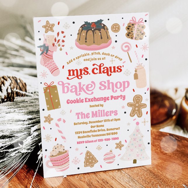 Helgdag Cookie Exchange Mrs. Claus' Bake Shop Inbjudningar (Skapare uppladdad)